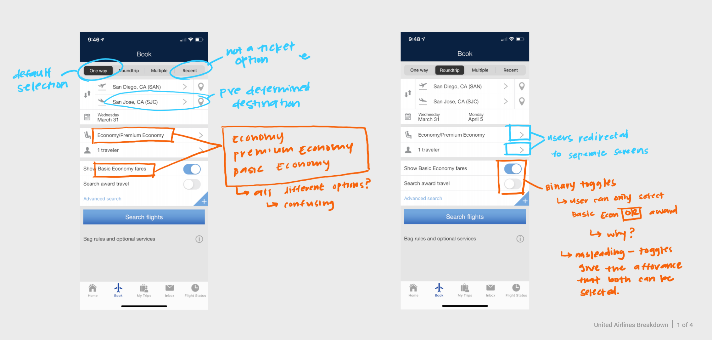 United Airlines UX App Breakdown