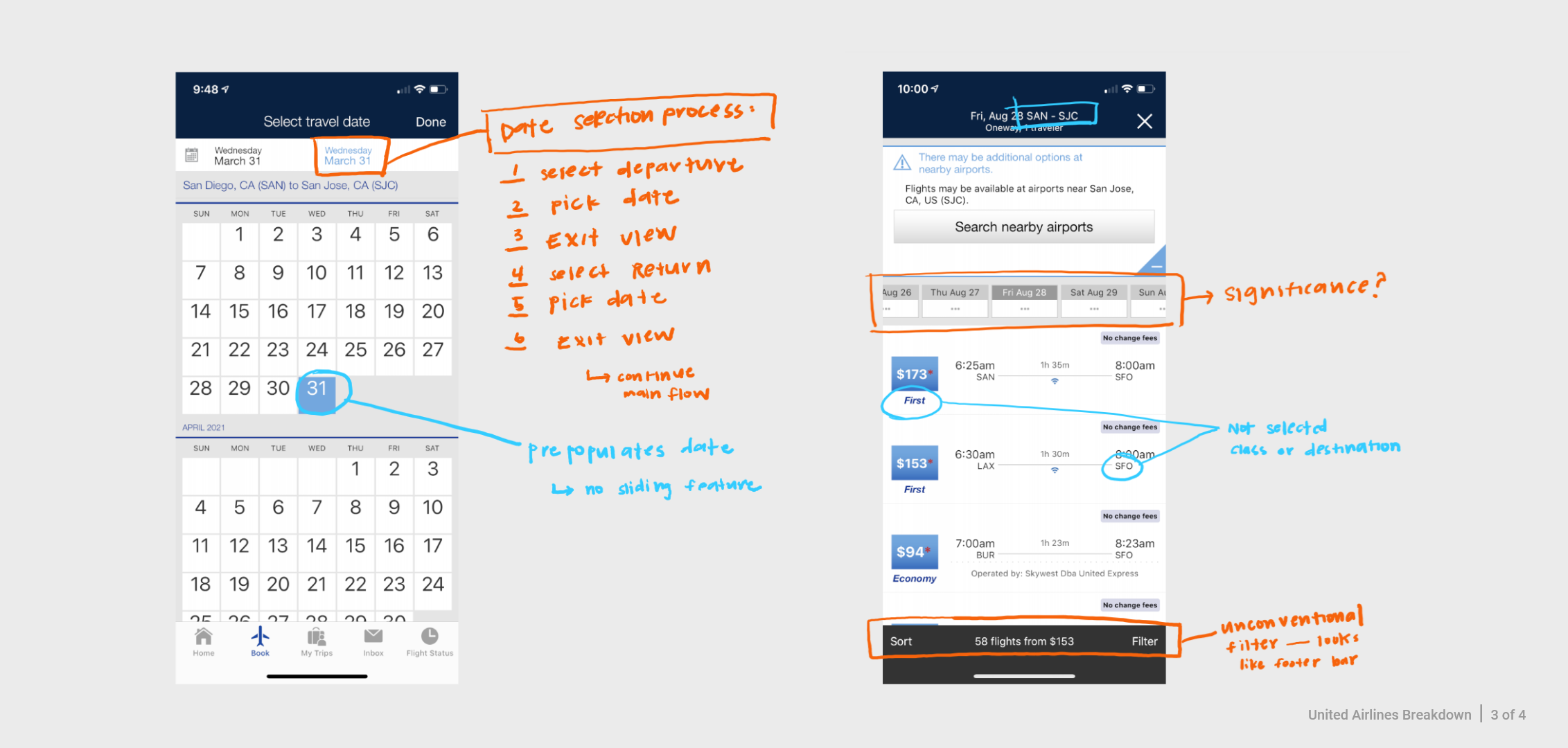 United Airlines UX App Breakdown